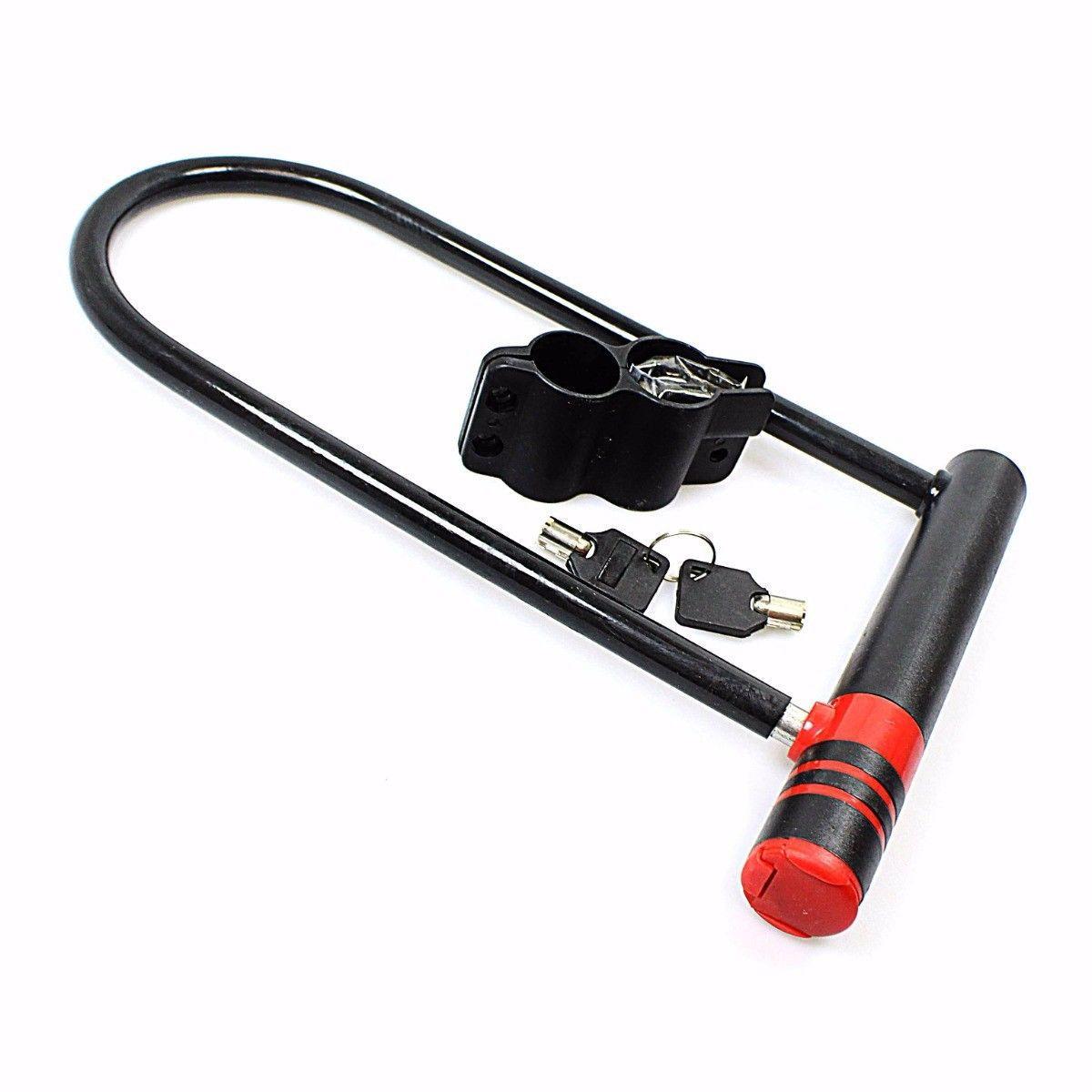 Secure Black Steel Bicycle Lock With Keys Outdoors 0687 (Parcel Rate)