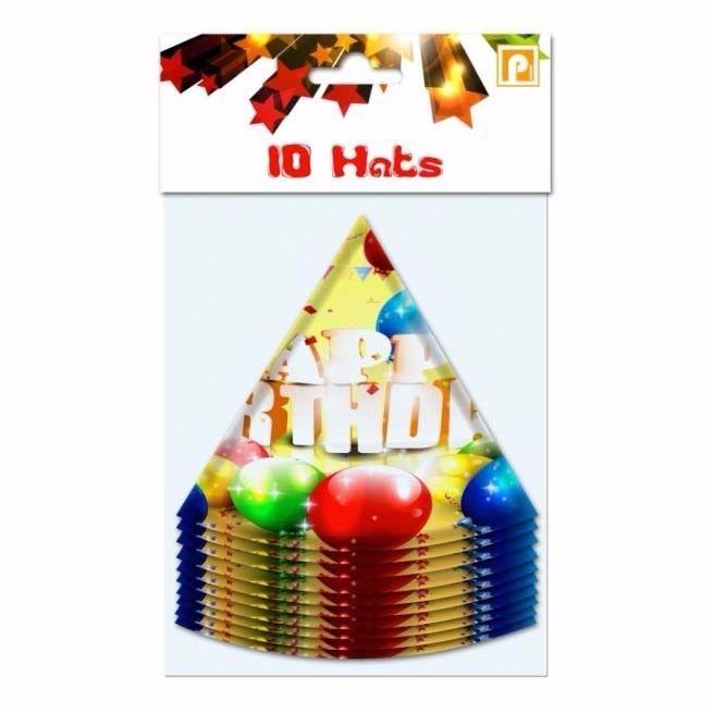 Happy Birthday Childrens Party Hats Pack Of 10 02073 (Large Letter Rate)