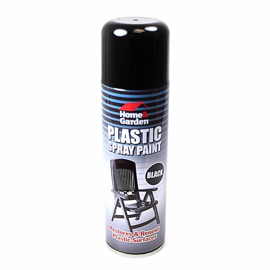 250ml Black Gloss Plastic Spray Can Garden Furniture Bike Car Bumper Paint   9814 (Parcel Rate)