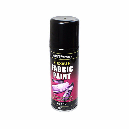 Paint Factory Flexible BLACK Fabric Spray Paint Leather Vinyl Art & Craft 200ml 1069 (Parcel Rate)