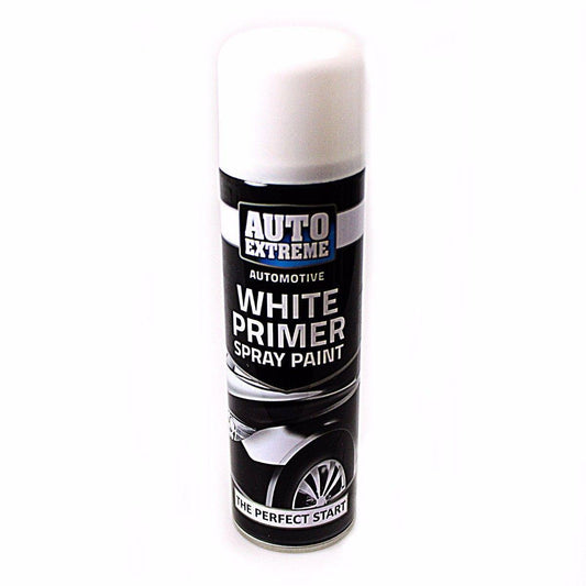 Spray Paint Can Gloss WHITE PRIMER Aerosol AUTO EXTREME 250ML   1912 (Parcel Rate)