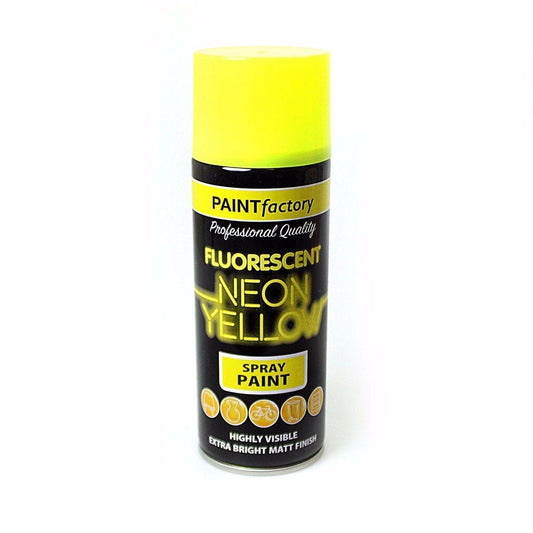 400ml All Purpose NEON YELLOW Aerosol Spray Paint Can Household Car Plastic   1754 (Parcel Rate)