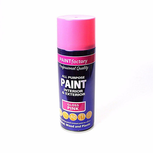 400ml All Purpose Pink Gloss Aerosol Spray Paint Can Household Car Plastic   1741 (Parcel Rate)
