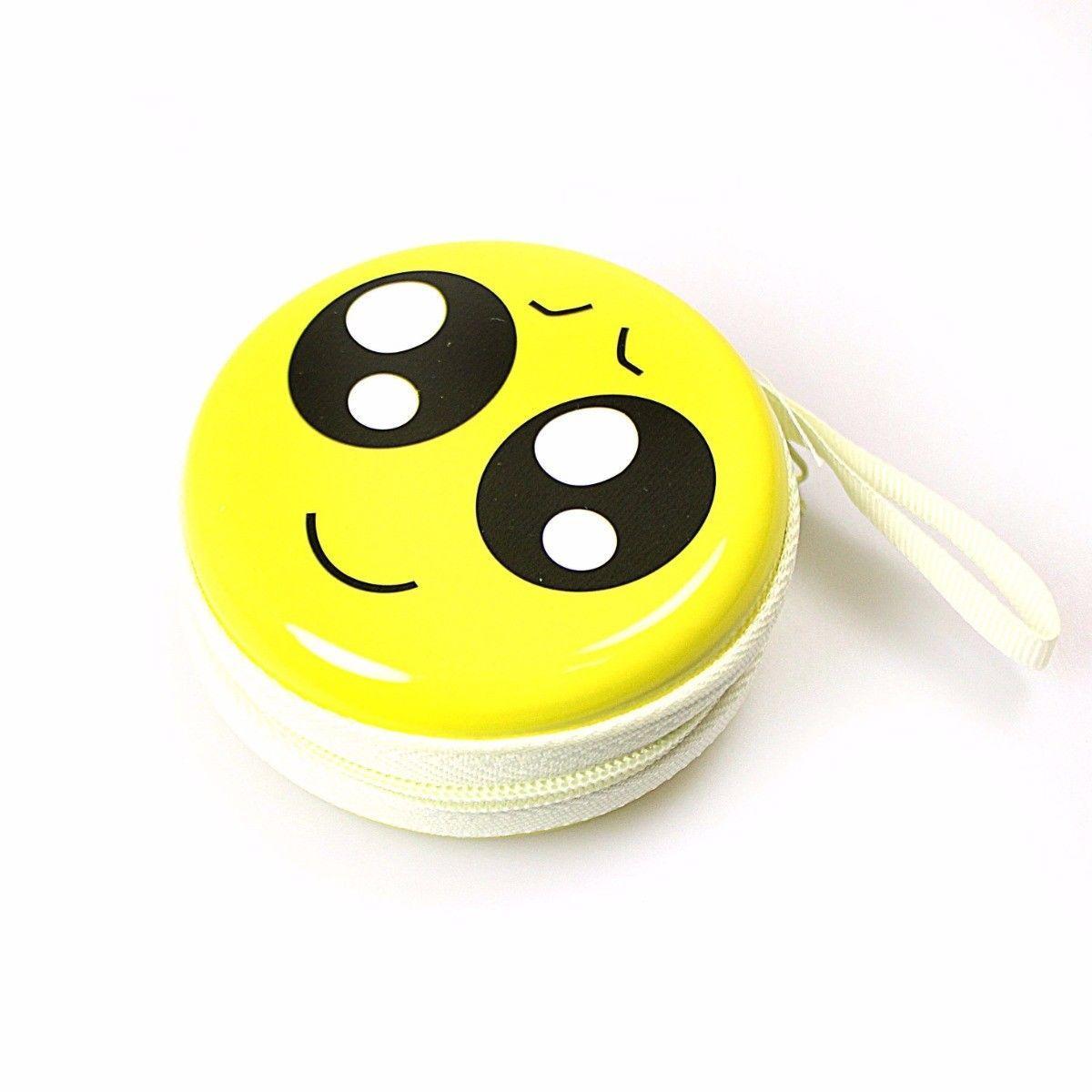 Assorted Emoji Face Earphone Pouch 7.5cm x 7cm   4496 (Large Letter Rate)
