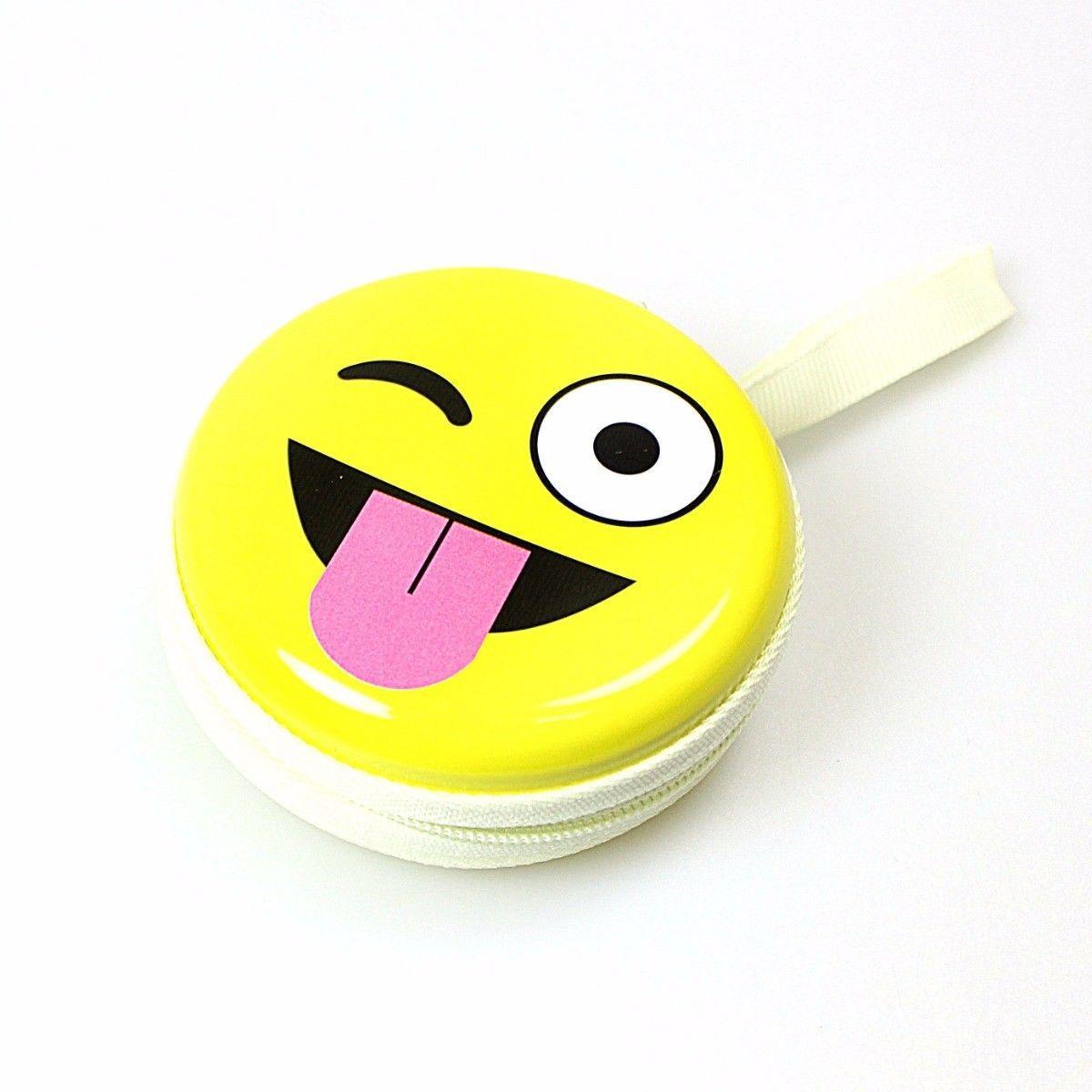 Assorted Emoji Face Earphone Pouch 7.5cm x 7cm   4496 (Large Letter Rate)