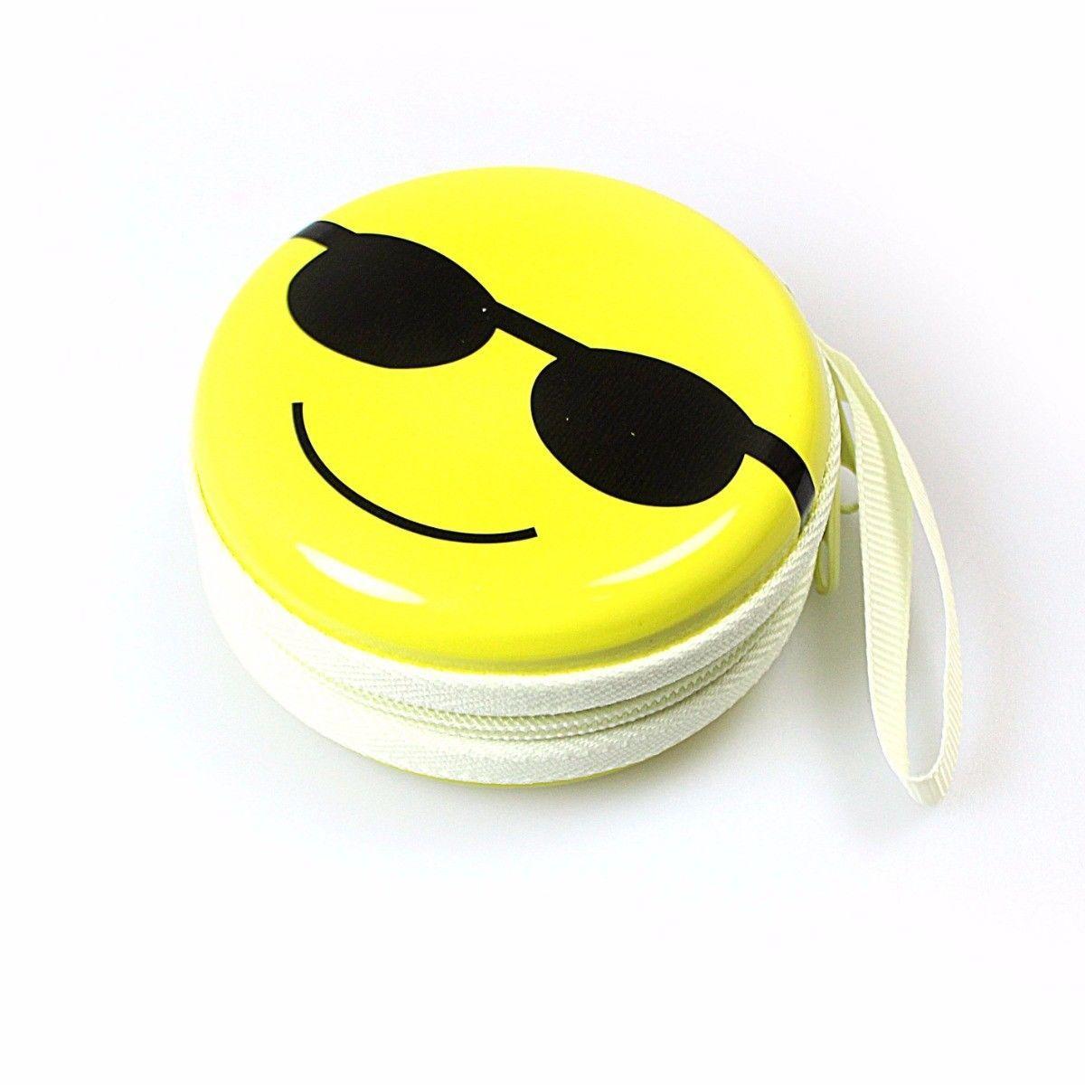 Assorted Emoji Face Earphone Pouch 7.5cm x 7cm   4496 (Large Letter Rate)