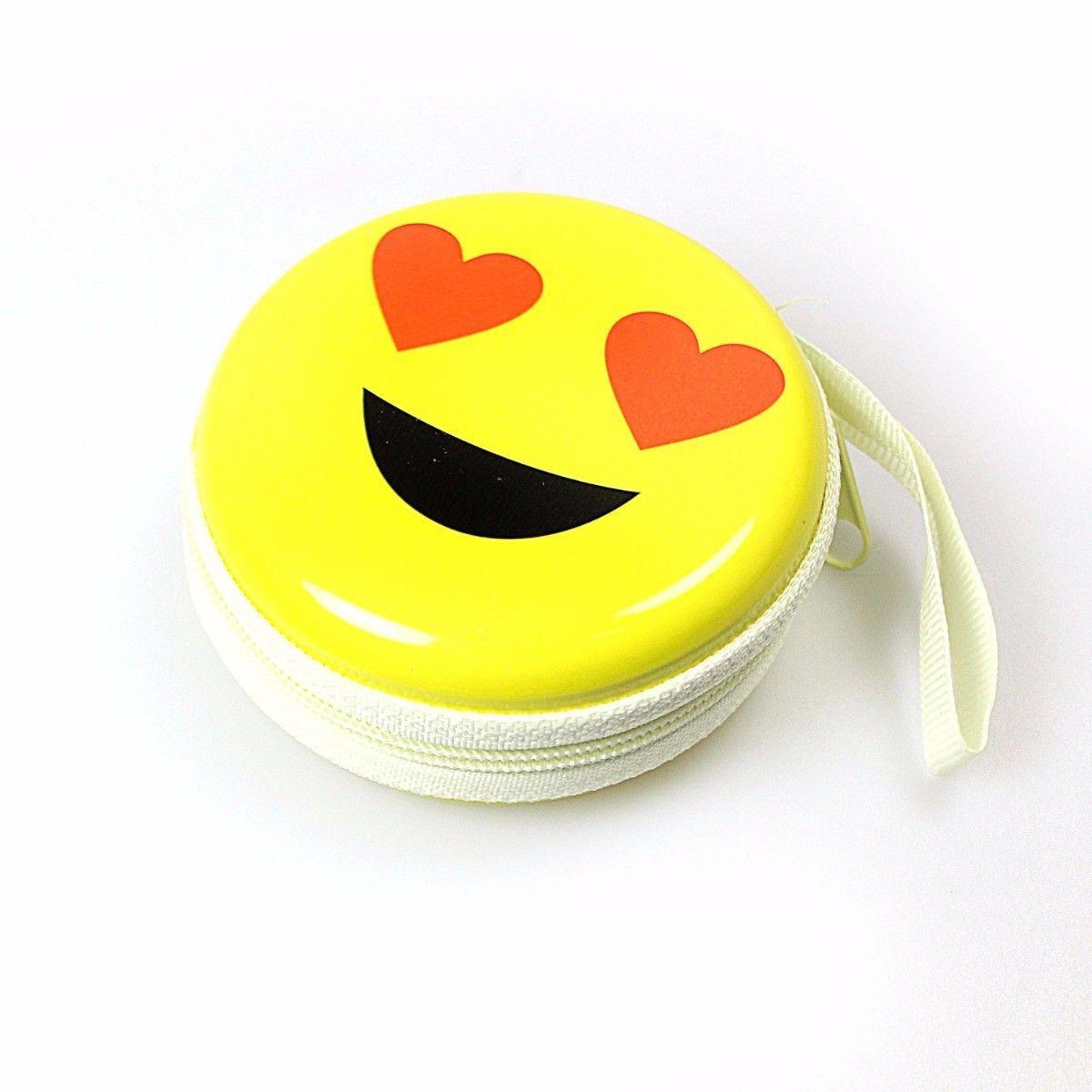 Assorted Emoji Face Earphone Pouch 7.5cm x 7cm   4496 (Large Letter Rate)