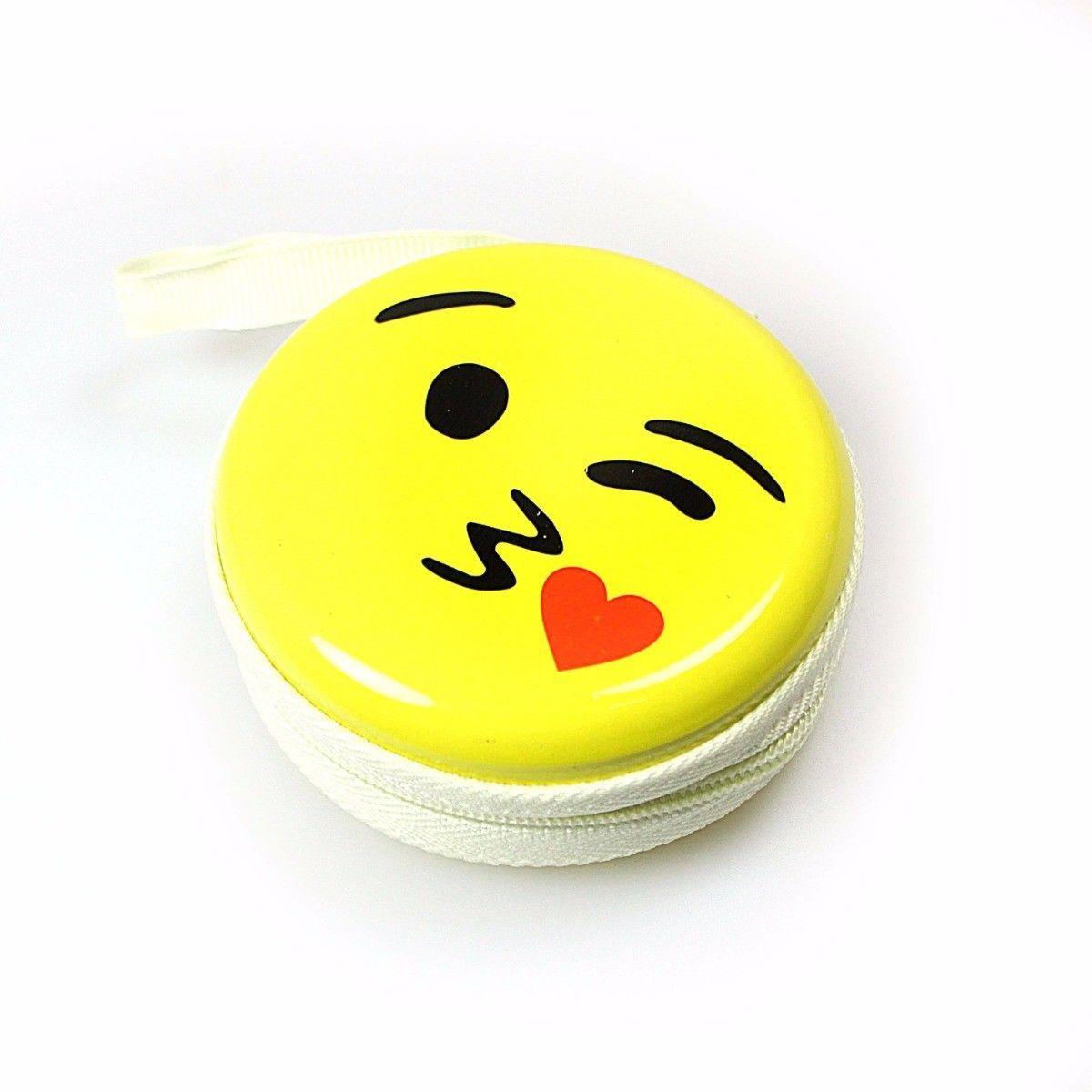 Assorted Emoji Face Earphone Pouch 7.5cm x 7cm   4496 (Large Letter Rate)
