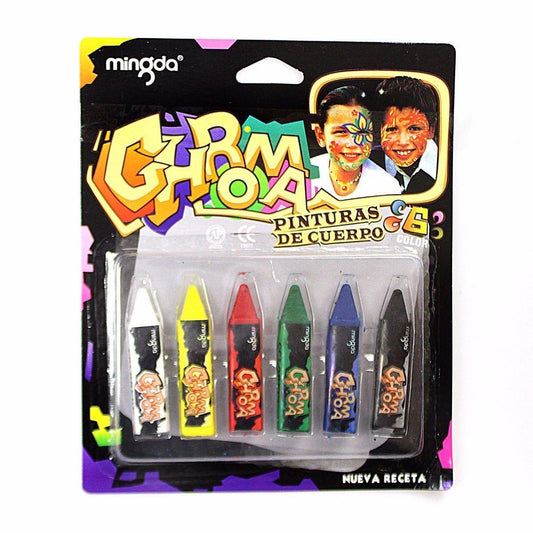 Face Decorating Crayons Pack Of 6 Assorted Colours 3003 (Parcel Rate)