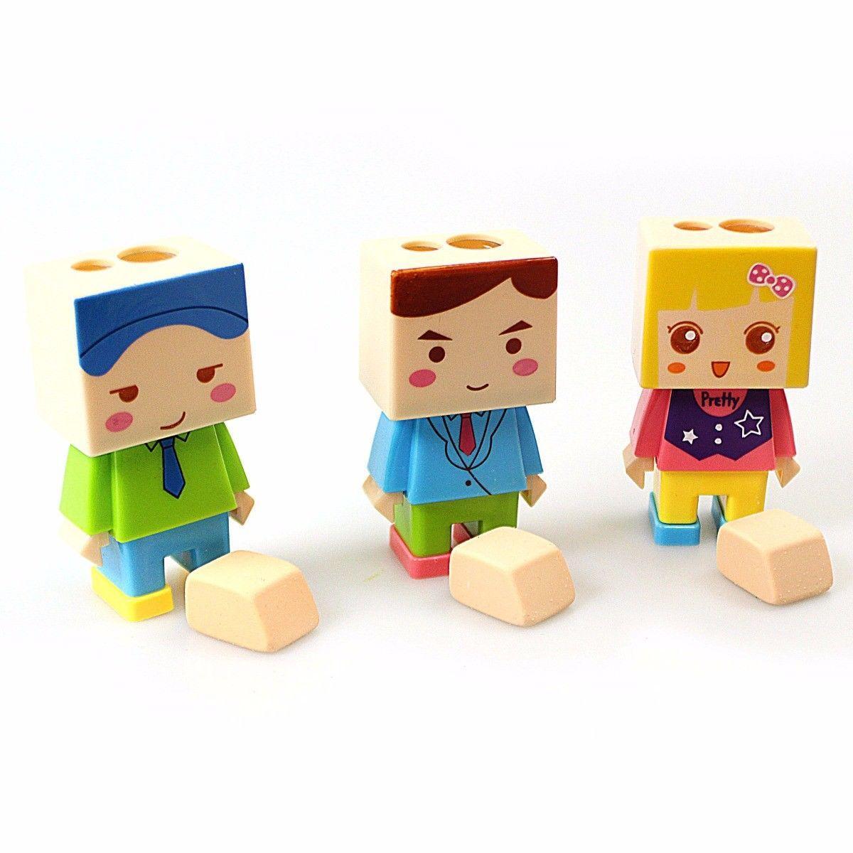 Girls & Boy Figures Pencil Sharpener With Eraser Attached Stationery 1521 (Parcel Rate)