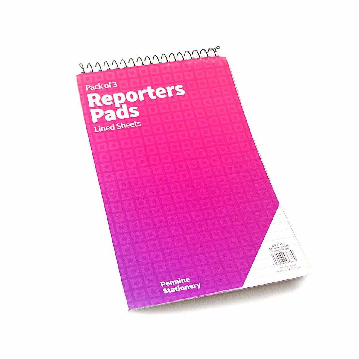 Pack Of 3 Reporters Pads Lined Paper Stationery 3042 (Large Letter Rate)