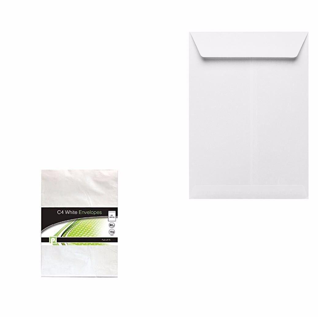 C4 12 Pack White Envelopes Office Supplies Home Peel And Seal Envelopes P2212 (Large Letter Rate)