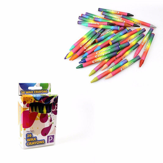 Childrens 36 Wax Crayons In Assorted Colours P2386 (Parcel Rate)