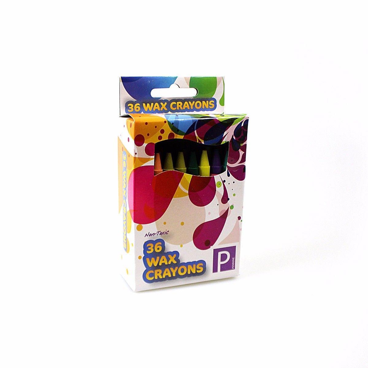 Childrens 36 Wax Crayons In Assorted Colours P2386 (Parcel Rate)