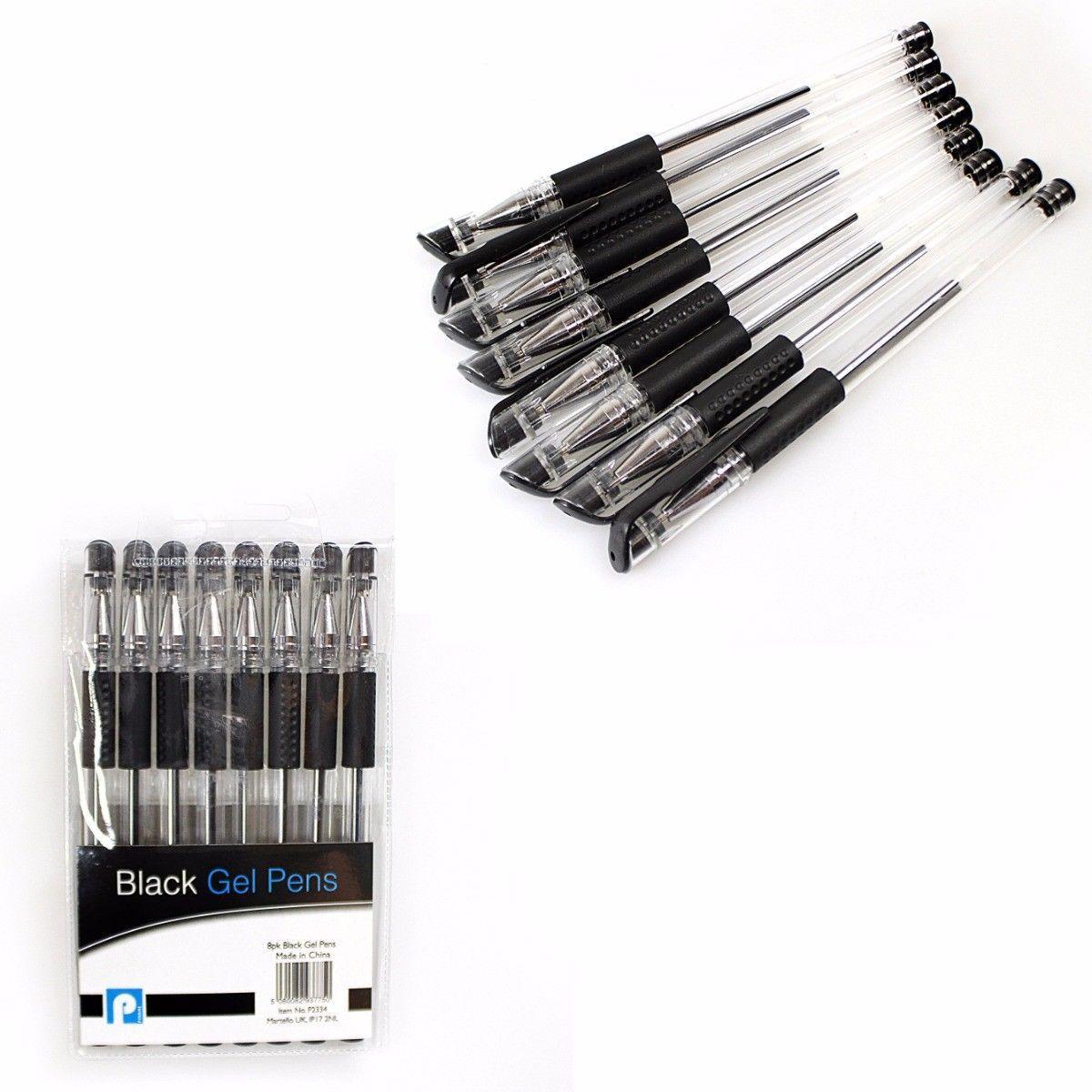 8 Pack Smooth Flow Black Gel Handwriting Pens Home School Office Use 3775 (Large Letter Rate)