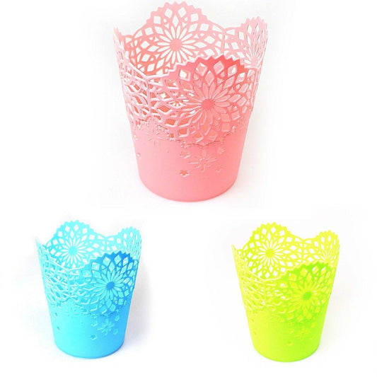 Mini Flower Cut Assorted Colour Bedroom/Household Bin   2272 (Parcel Rate)