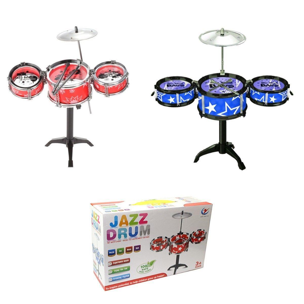 Childrens Drum Kit Jazz Drum Set Big Band Musical Fun for Children Kids Toy Red/Blue 4552 (Parcel Rate)