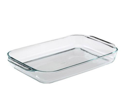 Glass Medium Size Oven Food Roaster Glass Tray With Handle Edge 2 Litre 59006 (Parcel Rate)