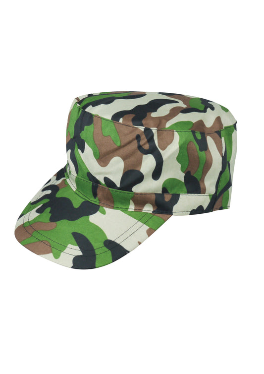 Camouflage Green Brown Black Army Print Cap Adult Fancy Dress H06119 (Parcel Rate)