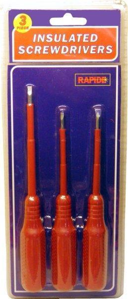 Rapide Insulated Screwdrivers Set Of 3 Diy Home 6236 (Parcel Rate)