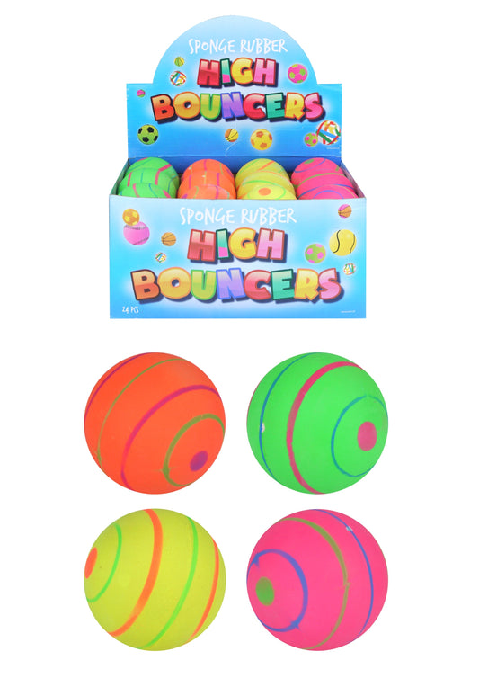 High Bounce Balls 4 Assorted Circle Design Colours 6.2cm T21019 (Parcel Rate)