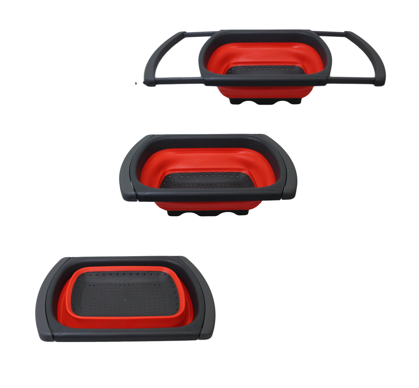 SQ Collapsible Silicone Drain Basket Colander Style With Handles Drain Basket 9654 (Parcel Rate)