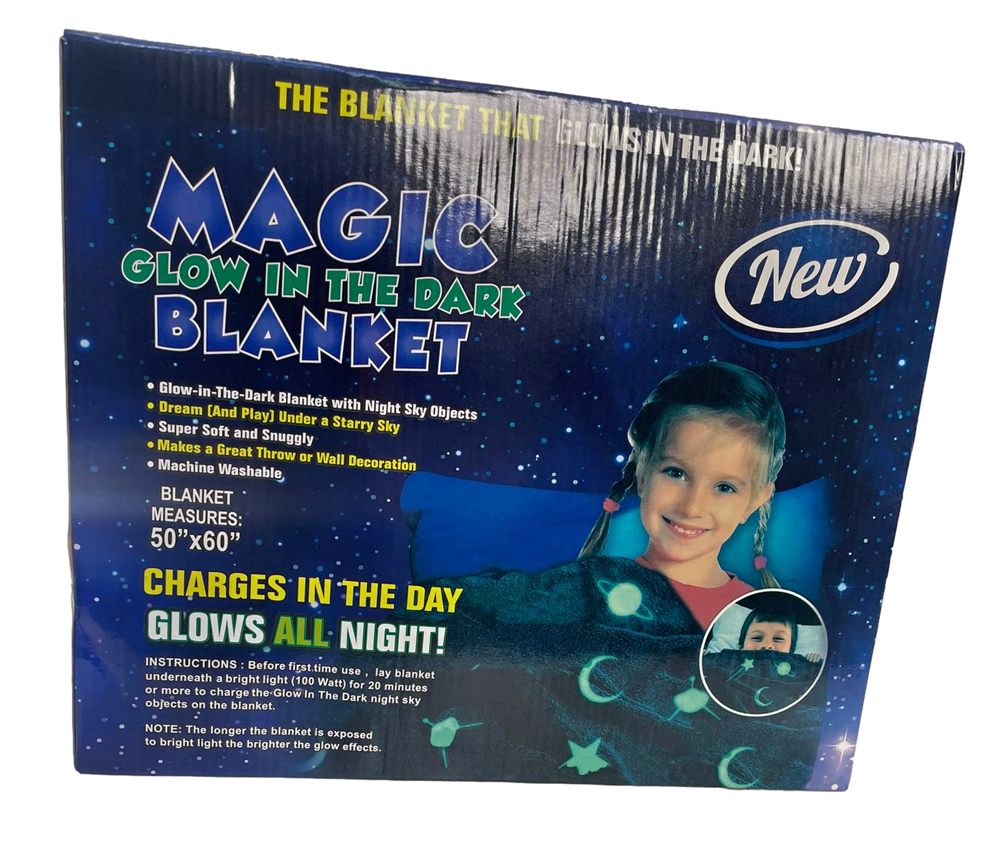Magic Glow In The Dark Blanket Pink / Grey 6660 (Parcel Rate)