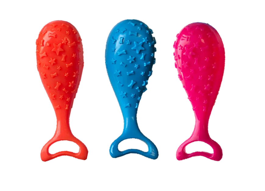 Whale Shaped Dog Squeaky Toy with Stars and Dog Bone Design 12 cm Assorted Colours 6724 (Parcel Rate)