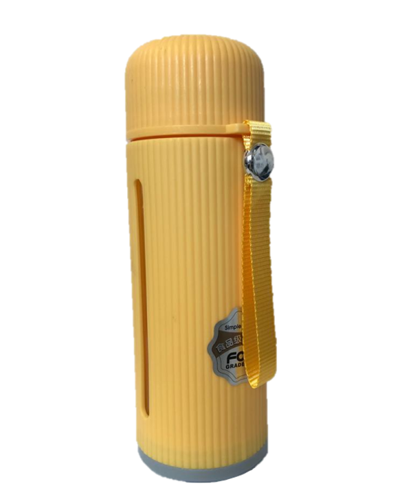 Glass / Plastic Water Bottle Flask with Strap 500 ml 21 x 7 cm Assorted Colours 7281(Parcel Rate)