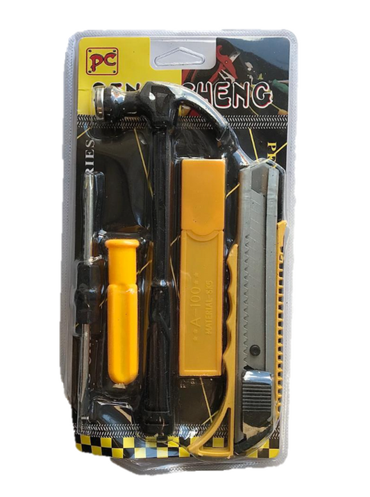 DIY Tools Set 4pcs Hammer Screwdriver Stanley Knife 6919 (Parcel Rate)