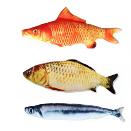 Pet Cat Soft Toy Stuffed Fish 18 cm Assorted Fish Designs 6931 (Parcel Rate)