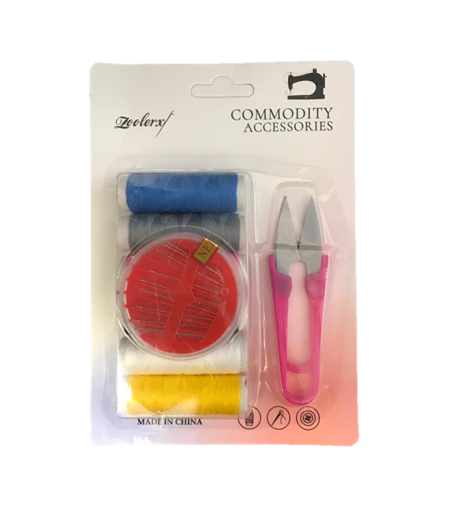 Sewing Kit Pack of 6 Needles Thread Snips Assorted Colour Threads 7098 (Parcel Rate)
