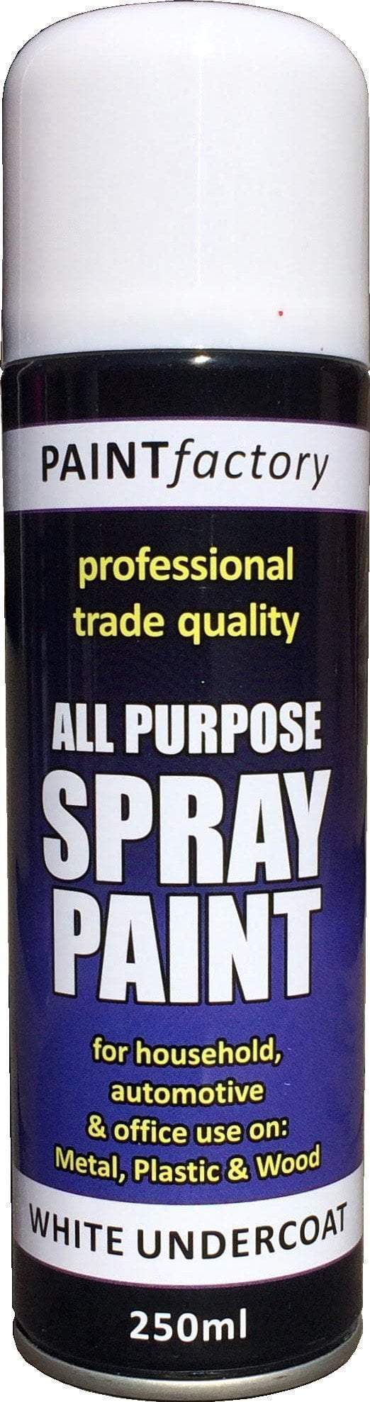 Paint Factory All Purpose Spray Paint White Undercoat 250ml 7139 (Parcel Rate)