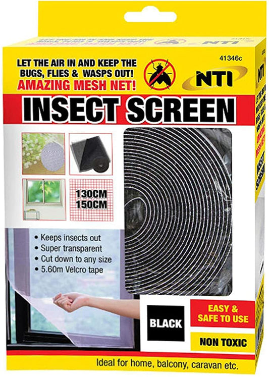 NTI Insect Window Mesh Screen 130 x 150 cm Black 3464 (Parcel Rate)