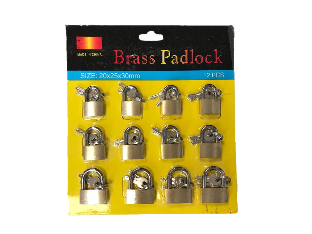 Brass Padlocks Pack of 12 Assorted Sizes 20 / 25 / 30 mm 7162 Parcel Rate)
