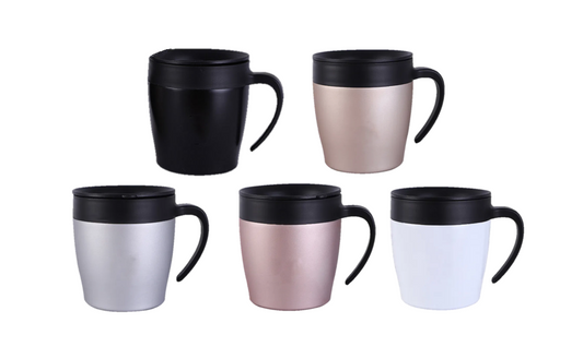 Stainless Steel Sipper Mug with Handle and Rubber Grip 10 x 10.5 cm Assorted Colours 7396 (Parcel Rate)