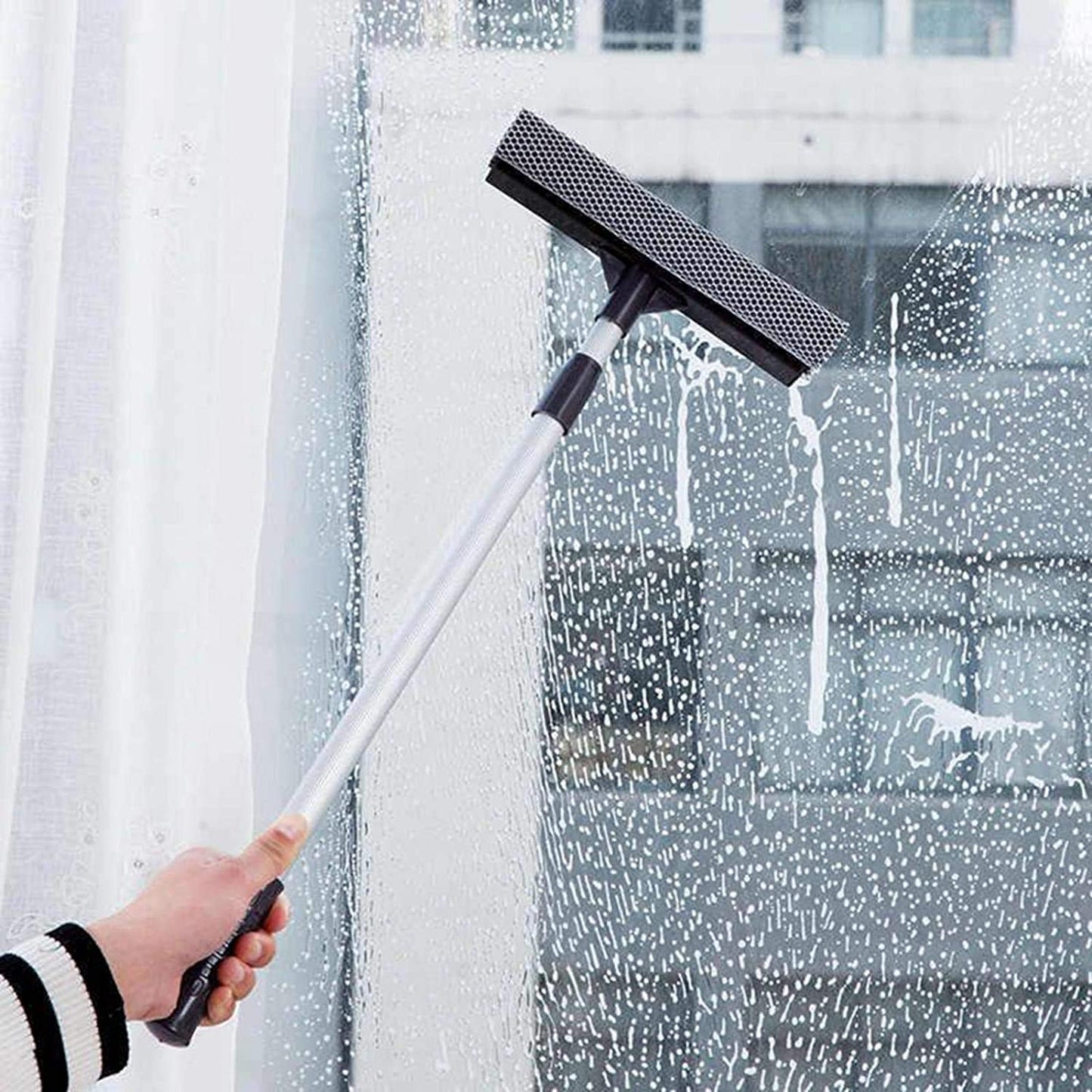 Dual Plastic Bathroom Window Wiper Squeegee and Sponge 61 cm 6972 (Parcel Rate)