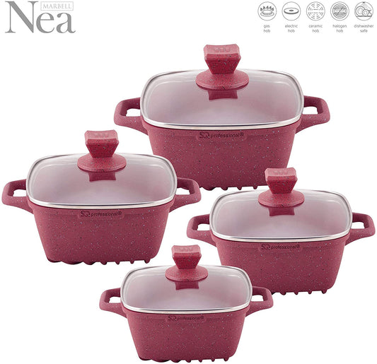 Nea Marbell Square Diecast Set 4pc Rossa 20cm 24cm 26cm 32cm 6902 (Big Parcel Rate)