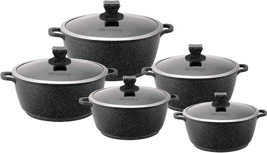 Nea Marbell Diecast Stockpot Set 5pc Nera 6758 (Big Parcel Rate)