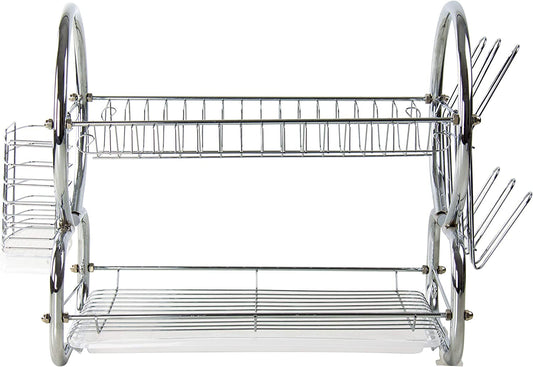 2 Tier Kitchen Dish Drainer Metal and Plastic Silver 53743 (Big Parcel Rate)
