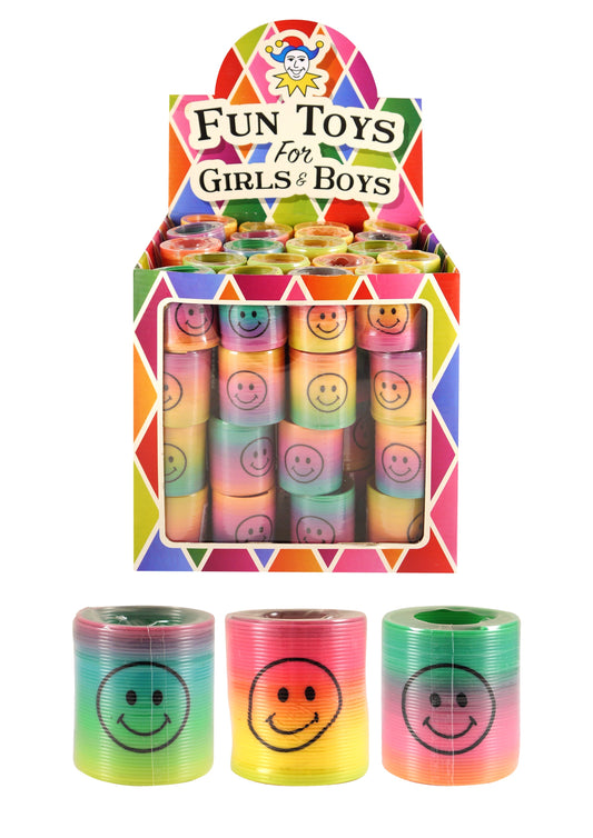 Mini Rainbow Springs with Smiling Faces (4.2cm) 3 Assorted Colours T19147 (Parcel Rate)