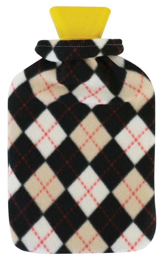 DGI Hot Water Bottle with Fleece Cover 2.0L 33 x 20 cm Assorted Colours 9819 (Parcel Rate)