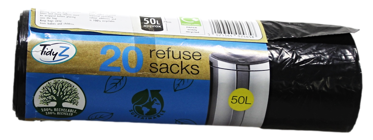 Roll Of 20 Refuse Sacks 50 Litre B0234 (Parcel Rate)