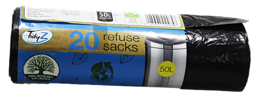 Roll Of 20 Refuse Sacks 50 Litre B0234 (Parcel Rate)