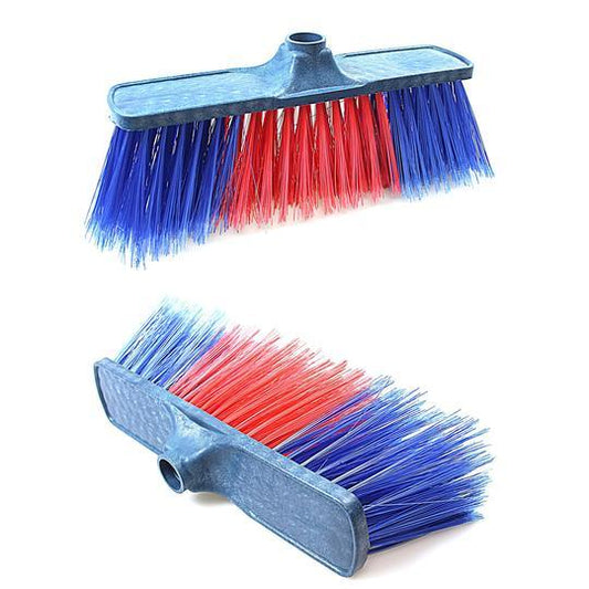 Cleaning Brush Broom 2 Colour Plastic Bristles Red And Blue CK1152 (Parcel Rate)