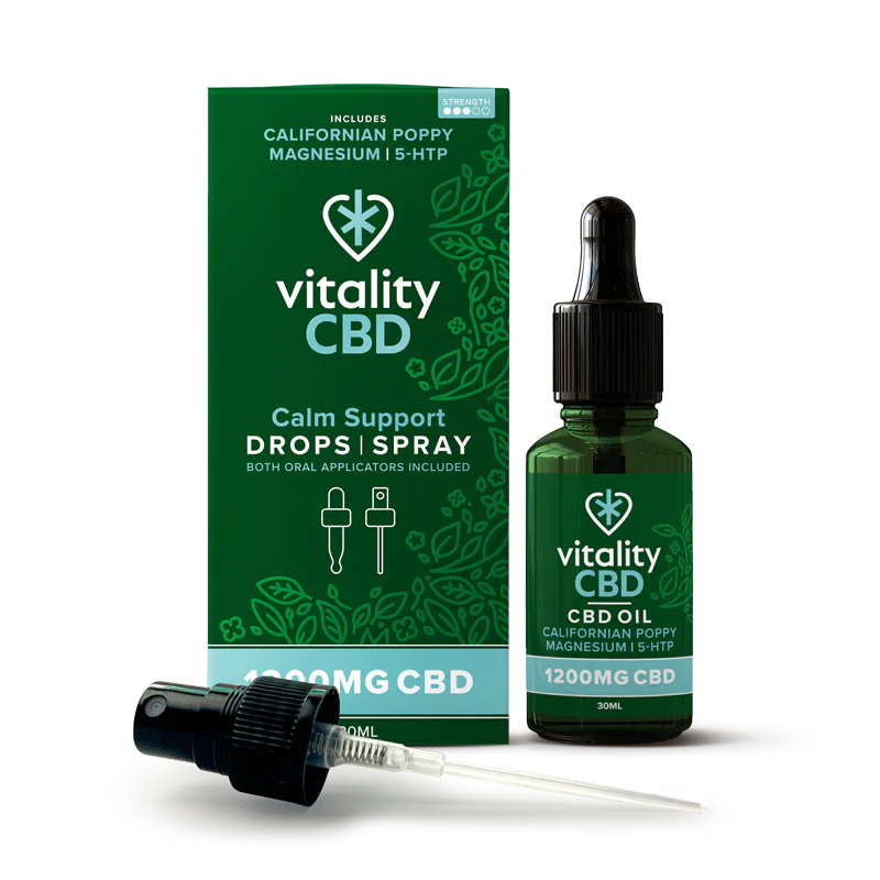 Vitality CBD Calm Support CBD Drops & Spray 1200mg in 30ml