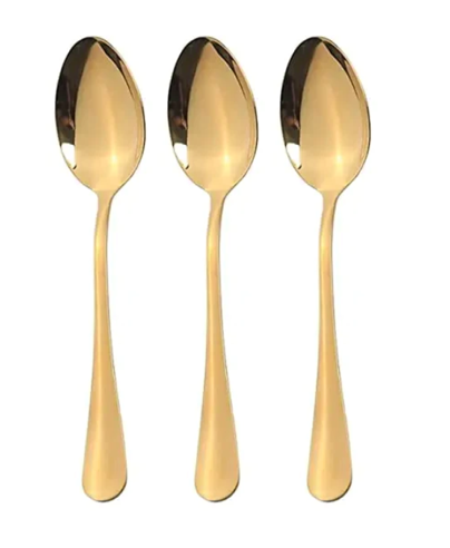 Gold Coloured Metal Spoons Pack of 3 20 cm 7028 (Parcel Rate)