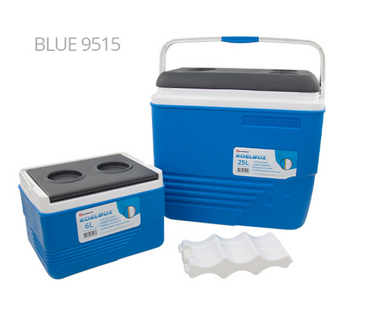 Ice Chest Cool Box Set 2pcs 6 / 25 Litre Blue 9515 (Big Parcel Rate)