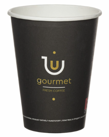 Disposable Plastic Lined Paper Drinking Cups Pack of 50 8oz Black / Cream 0510 (Parcel Rate)