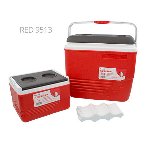Ice Chest Cool Box Set 2pcs 6 / 25 Litre Red 9513 (Big Parcel Rate)